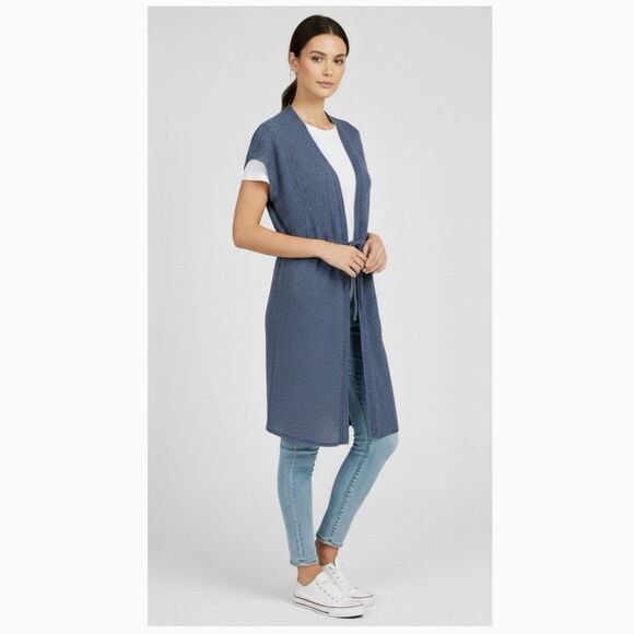 Lafayette 148 New York Vest Blue Marled
Long Line Hemp Cardigan Size S - Picture 1 of 11